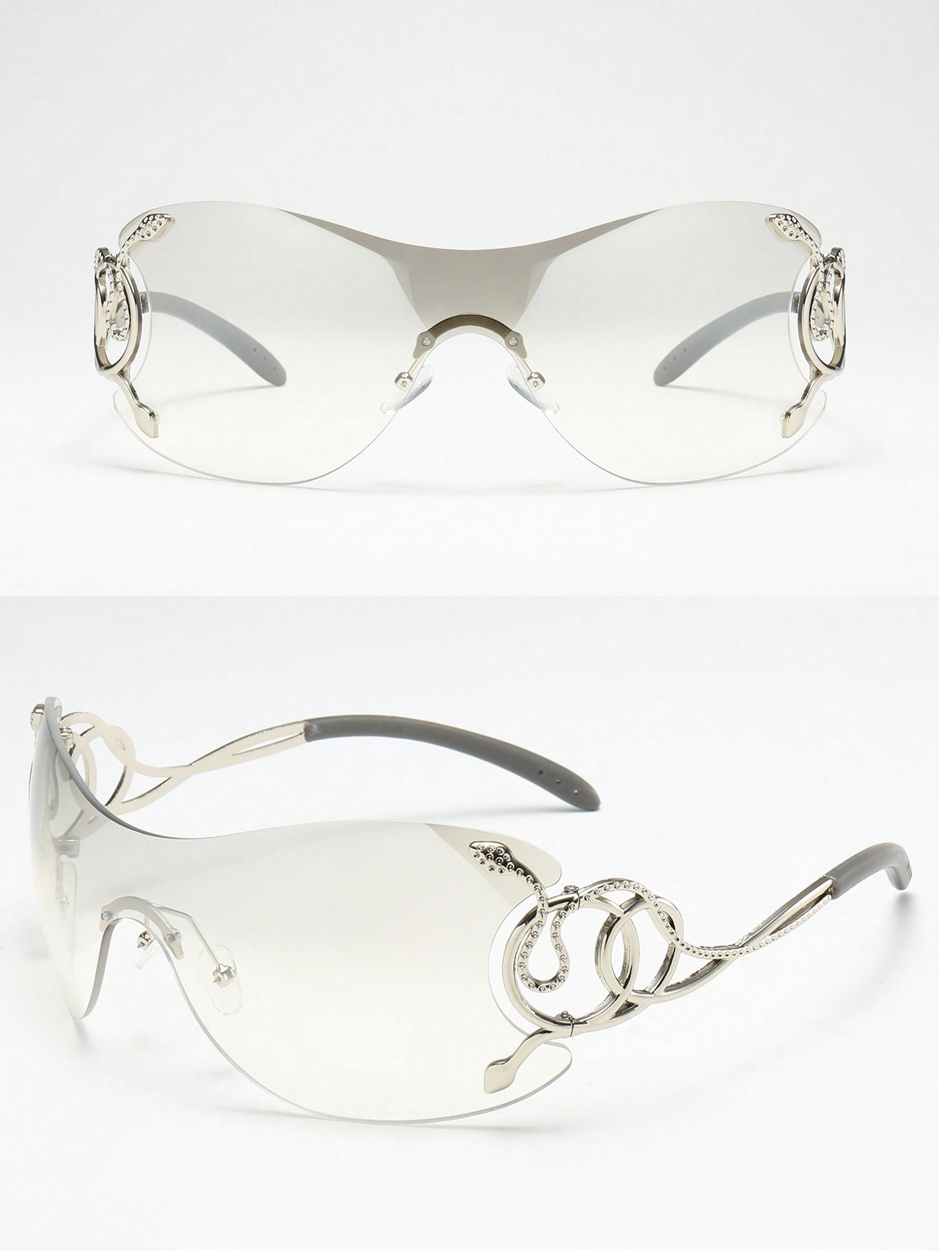 Women’s Y2K Fashion Glasses with Silver Snake Detail