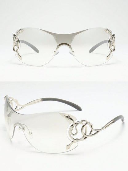 Women’s Y2K Fashion Glasses with Silver Snake Detail