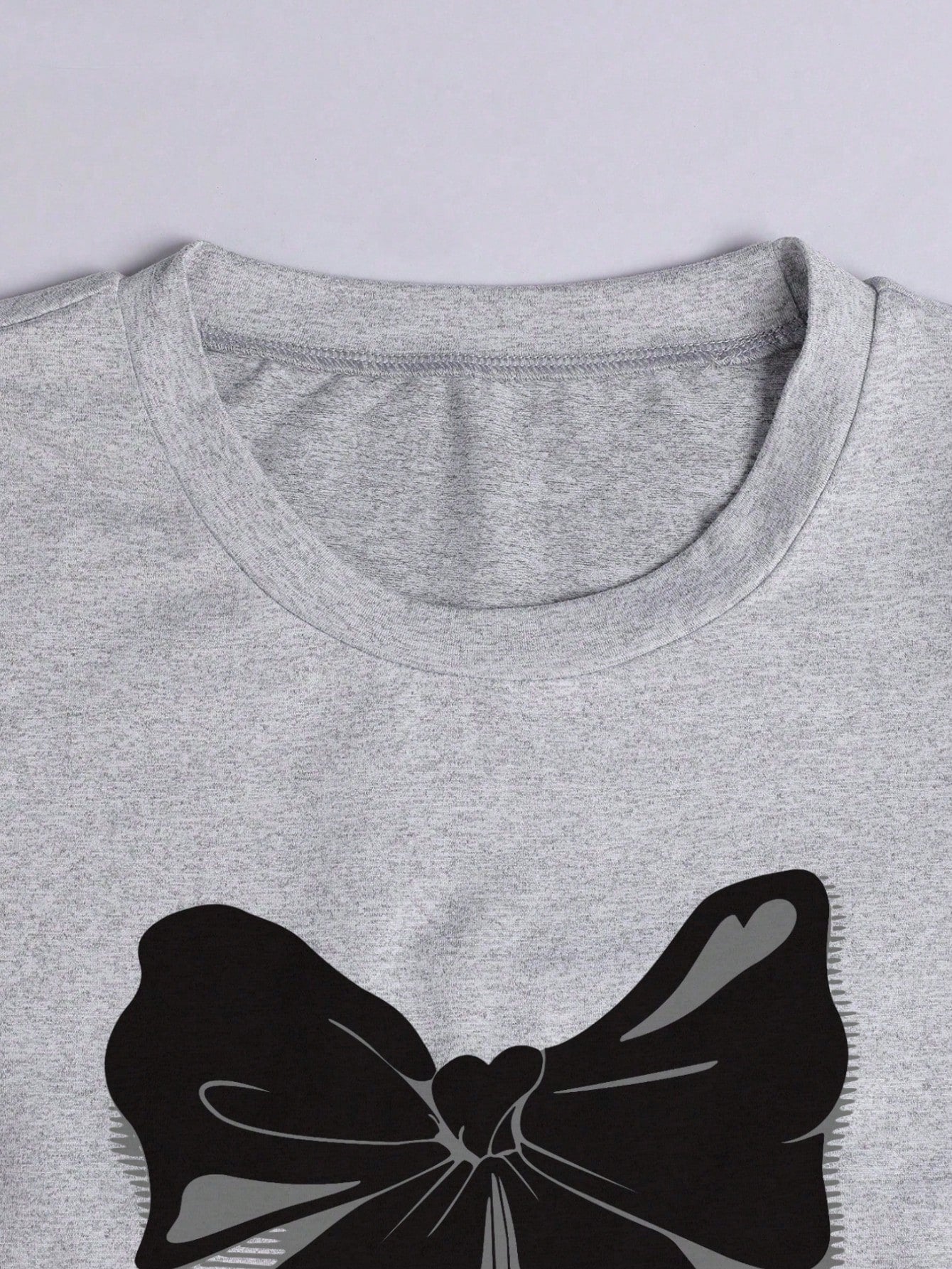 Women's Bow Print Ruched Short Sleeve Casual T-Shirt