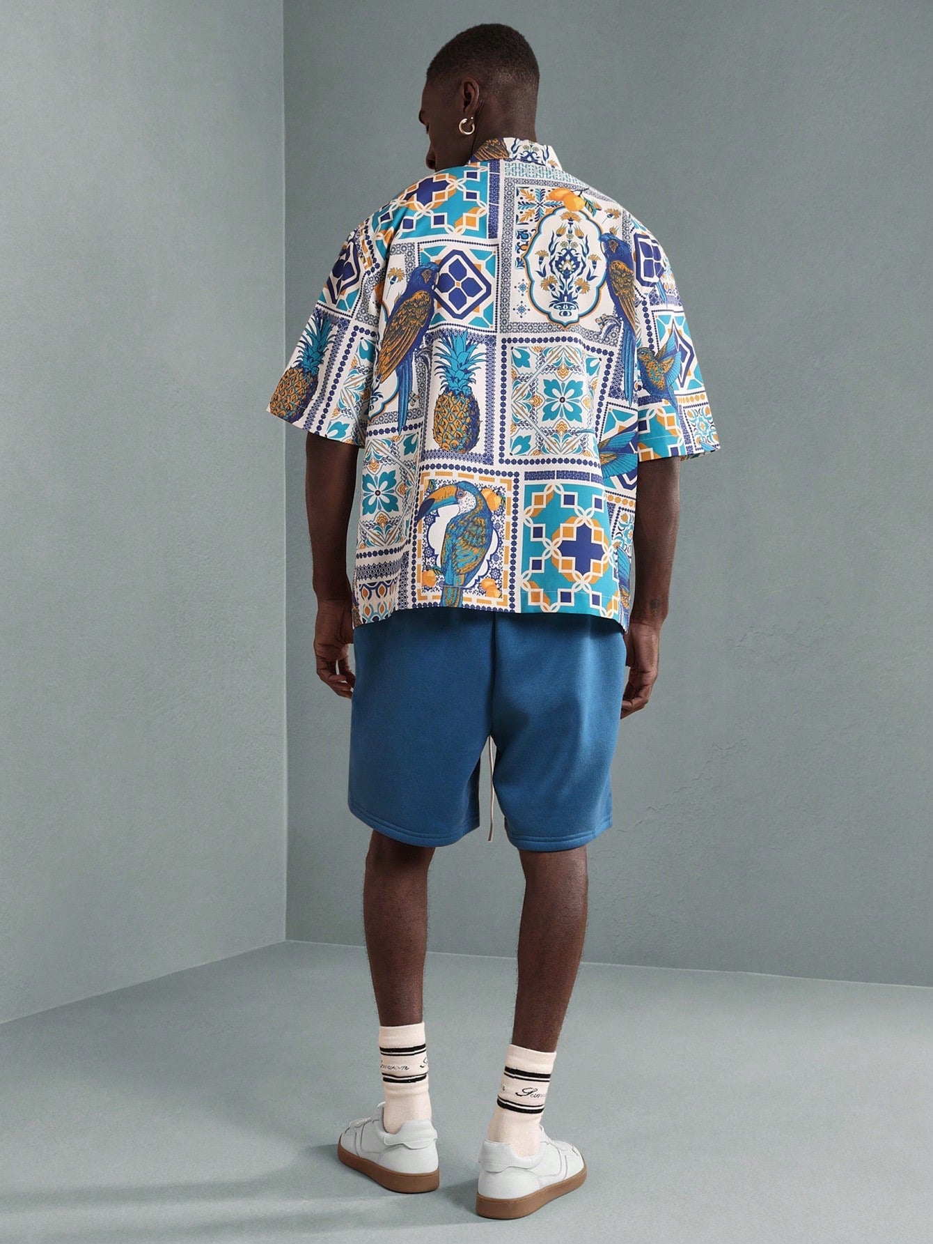 Tropical Paradise Pineapple Parrot Resort Shirt