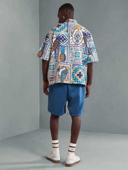 Tropical Paradise Pineapple Parrot Resort Shirt