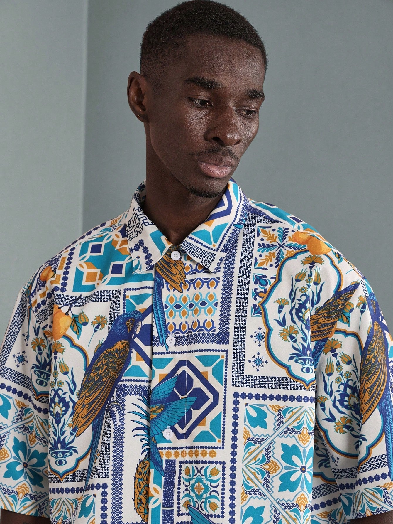 Tropical Paradise Pineapple Parrot Resort Shirt