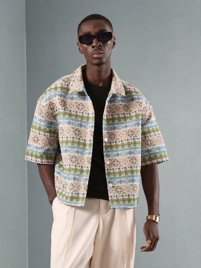 Tapestry Print Short Sleeve Resort Shirt