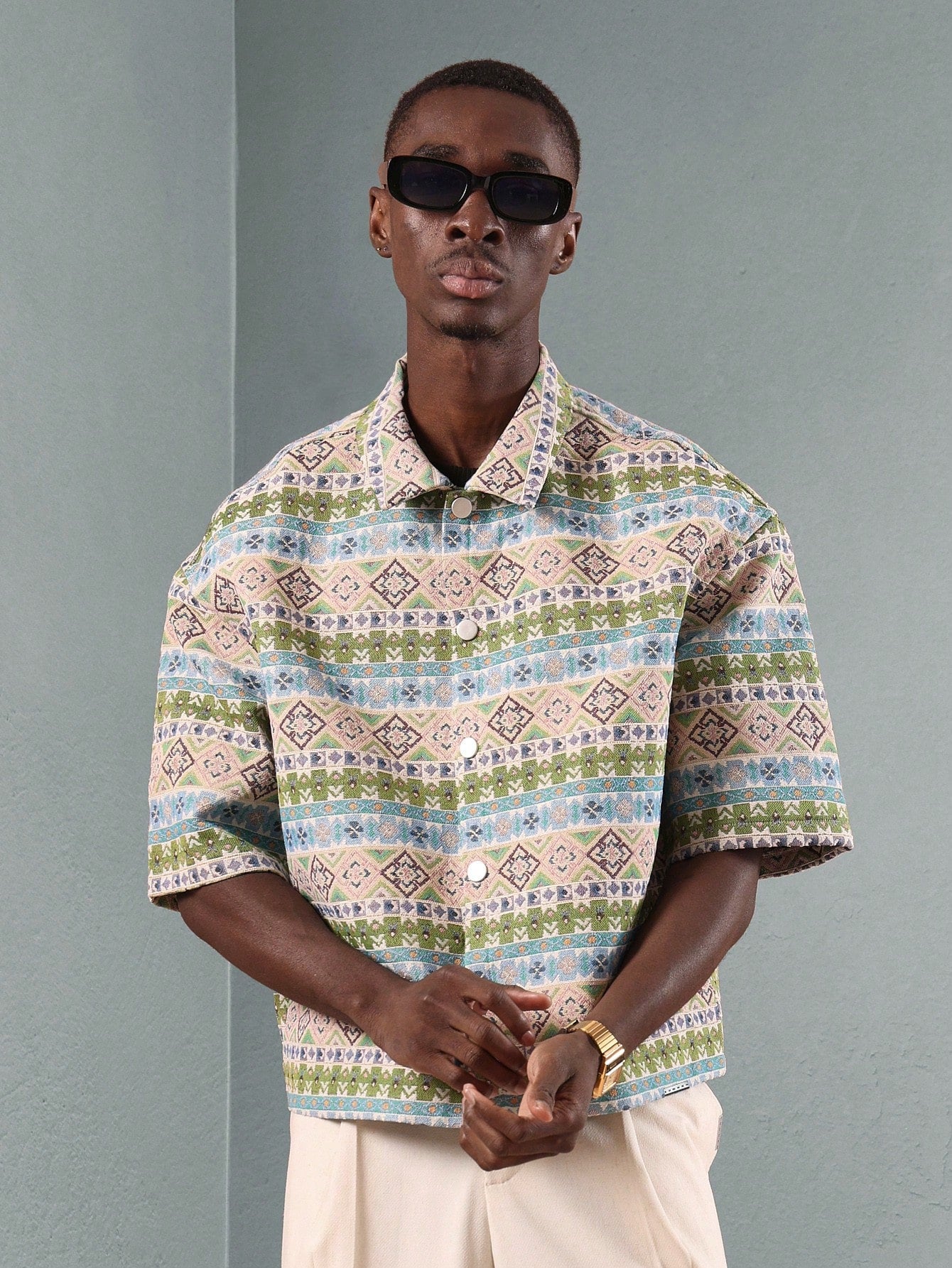 Tapestry Print Short Sleeve Resort Shirt