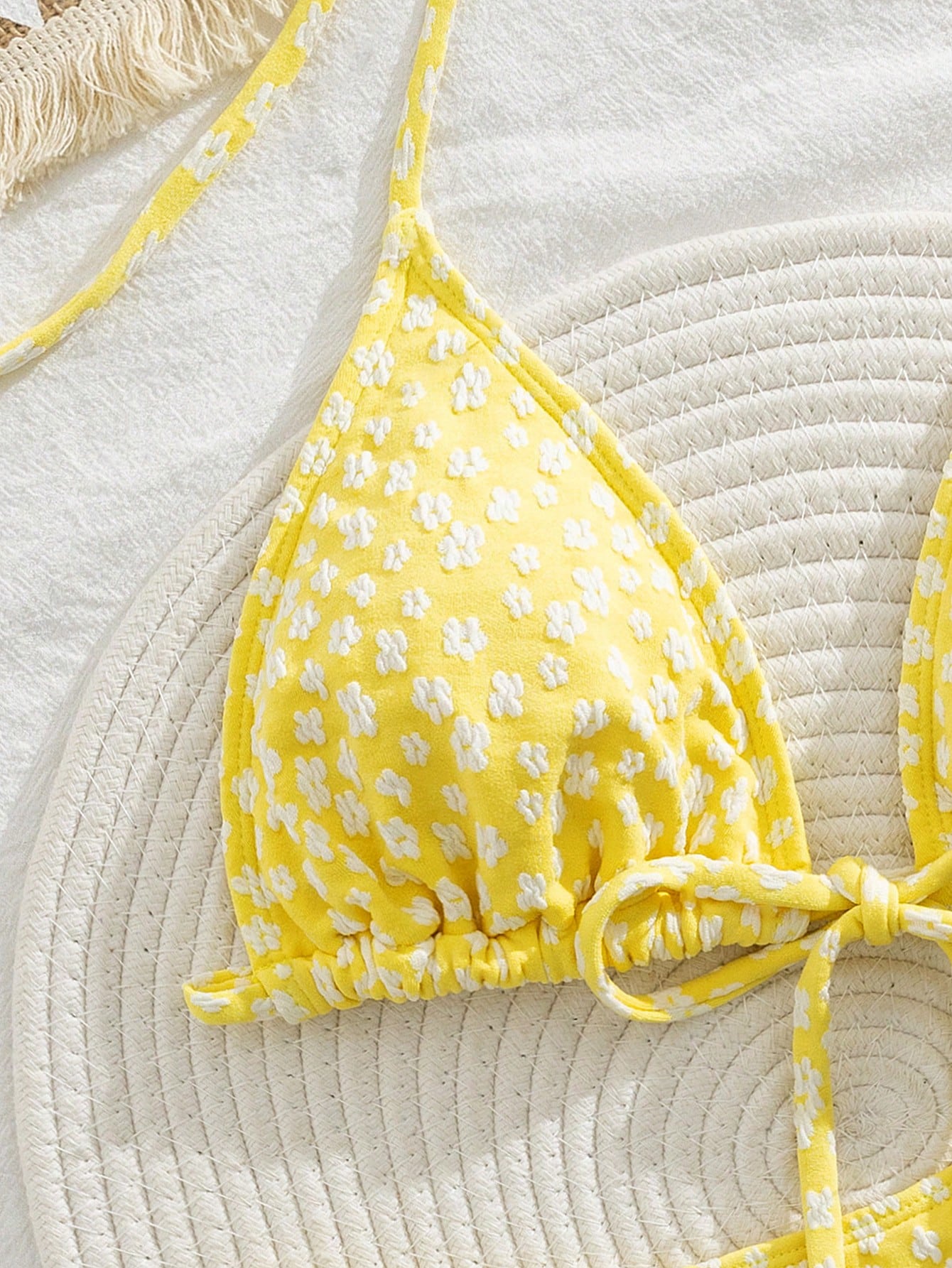 Bowknot Detail Ditsy Floral Bikini Swimsuit Set