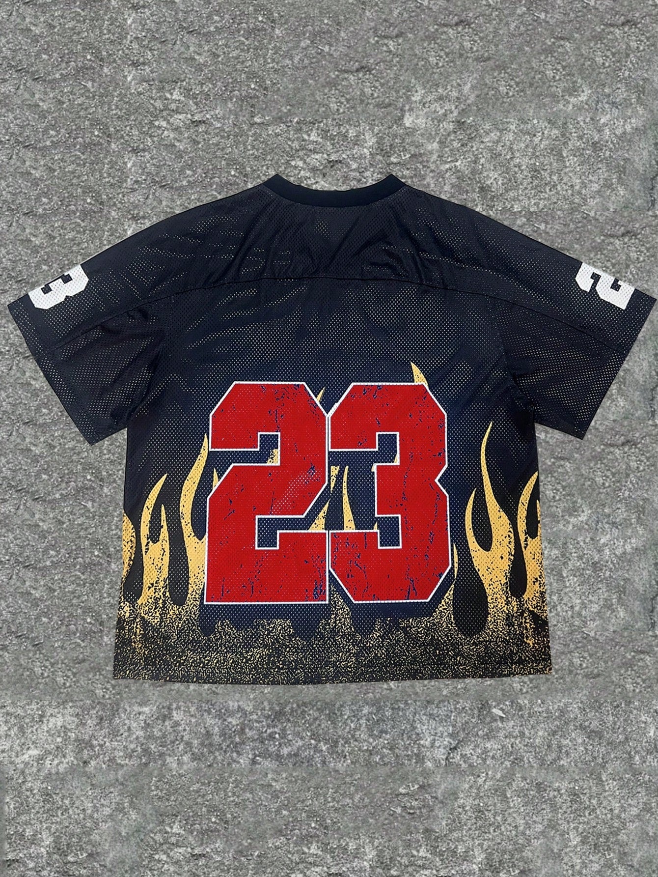 Red Fire Pattern Notched Jersey