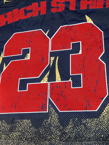 Red Fire Pattern Notched Jersey