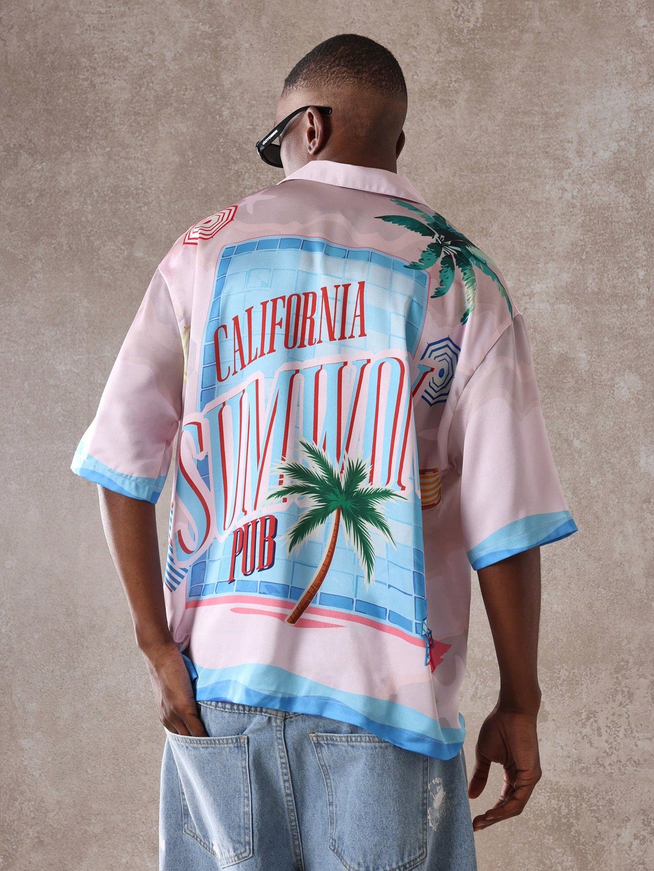 Retro California Palm Tree Print Summer Resort Shirt