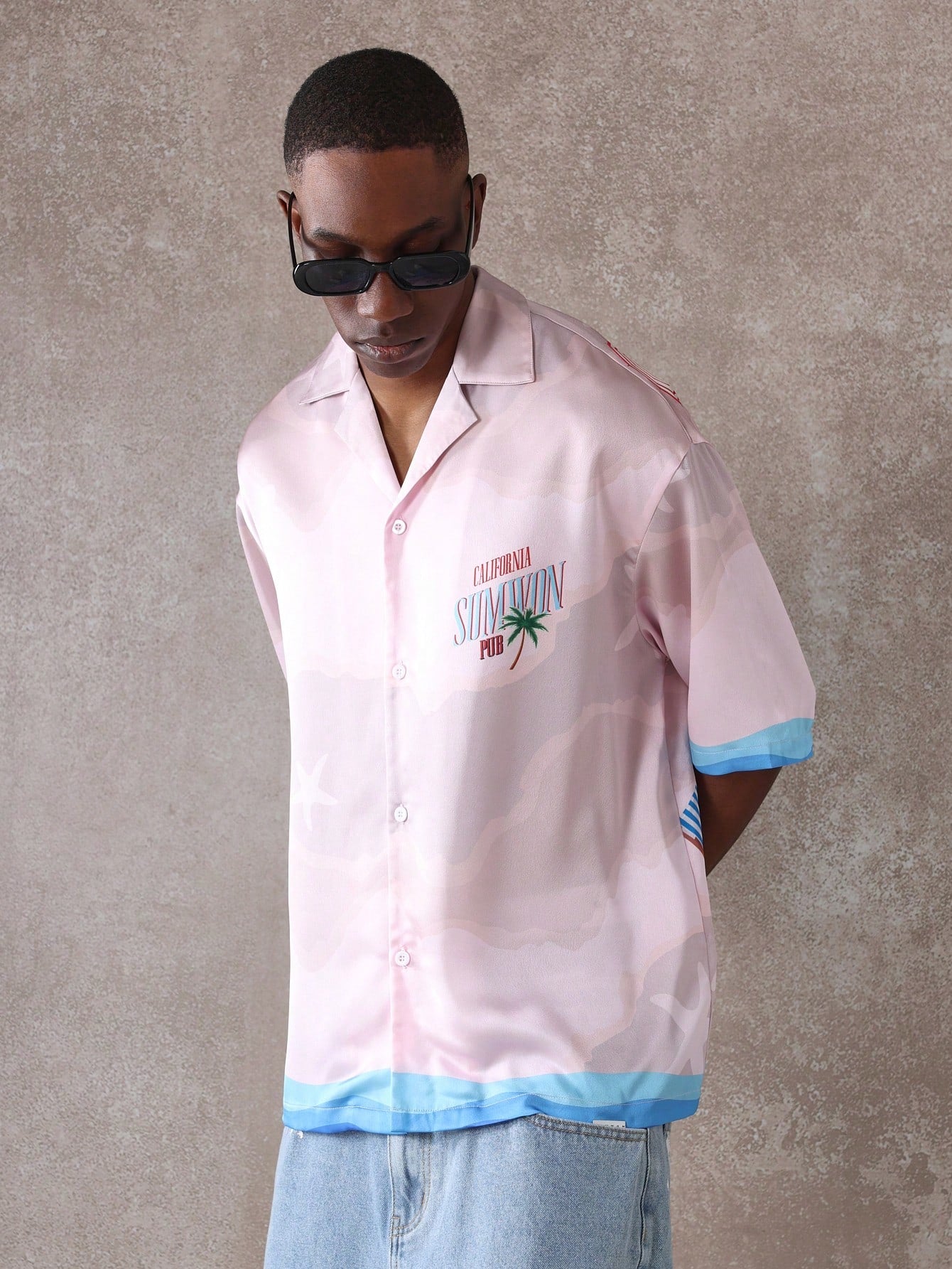 Retro California Palm Tree Print Summer Resort Shirt
