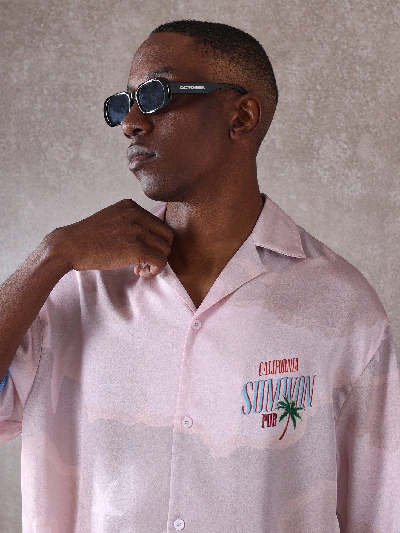 Retro California Palm Tree Print Summer Resort Shirt