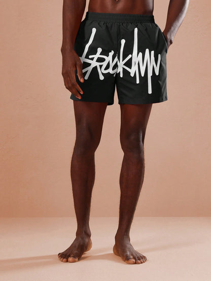 Loose Fit Graphic Print Beach Boardshorts