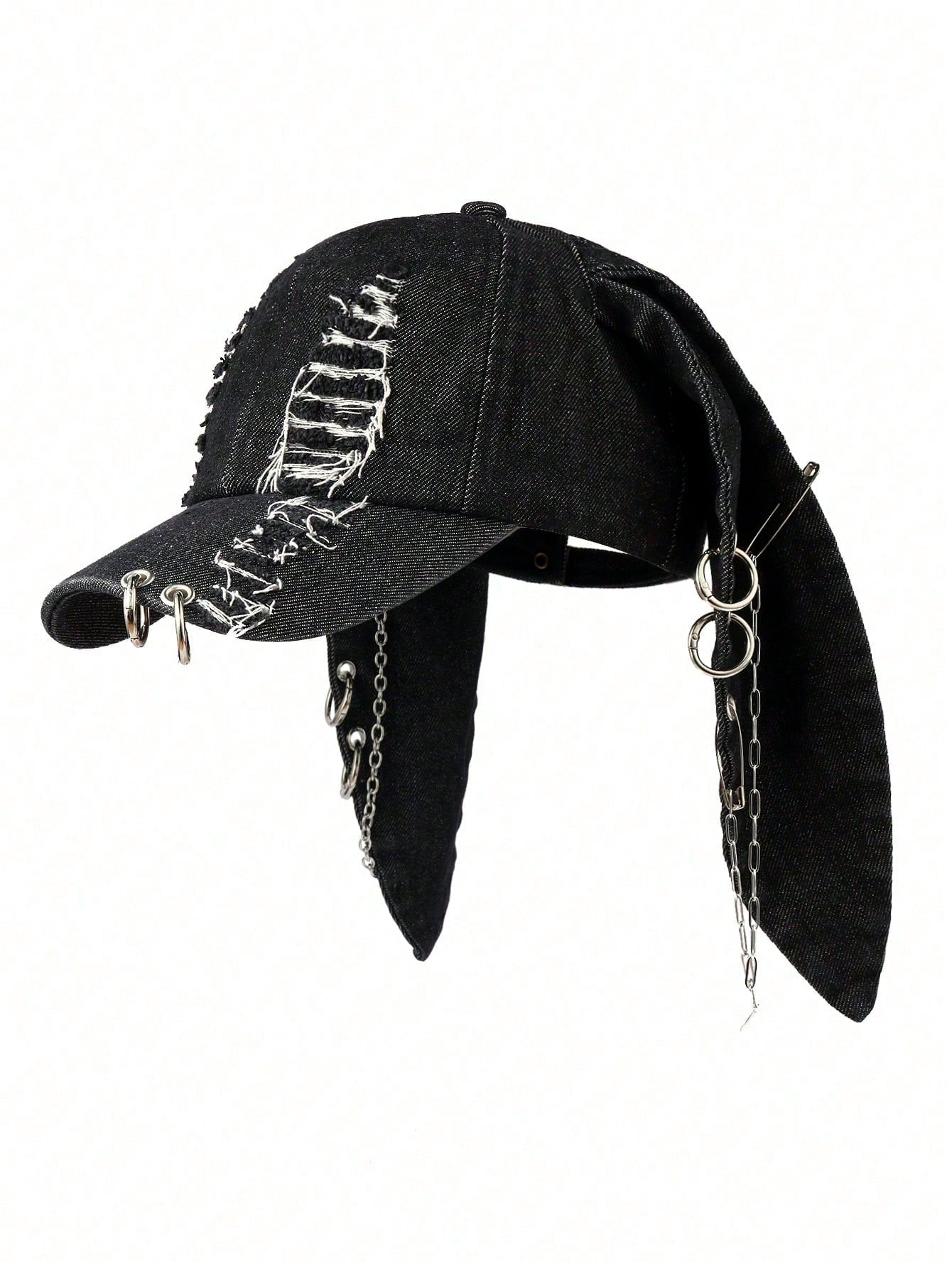 Y2K Distressed Rabbit Ear Punk Baseball Cap