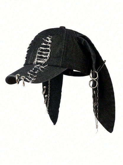Y2K Distressed Rabbit Ear Punk Baseball Cap