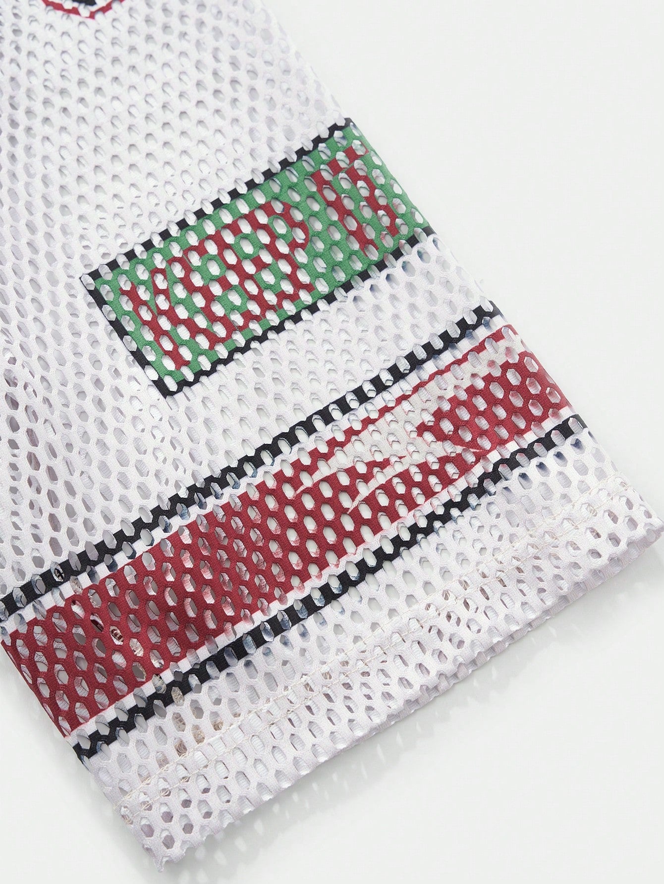 Red & White Colorblock Notched Crop Jersey