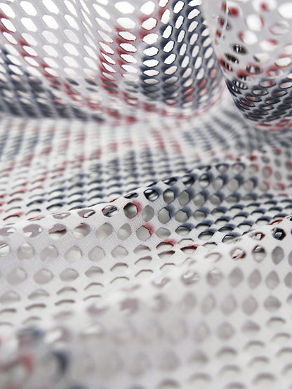 Red & White Colorblock Notched Crop Jersey