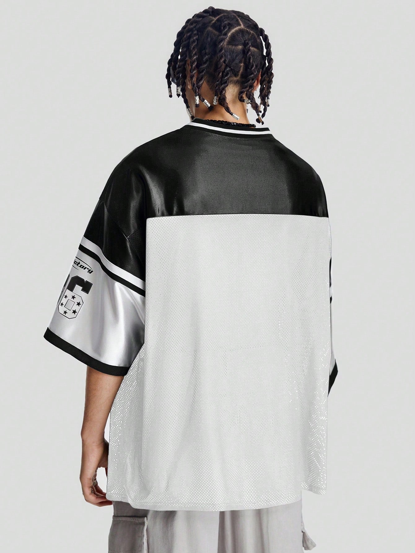 White Deep V-Neck Knitted Jersey