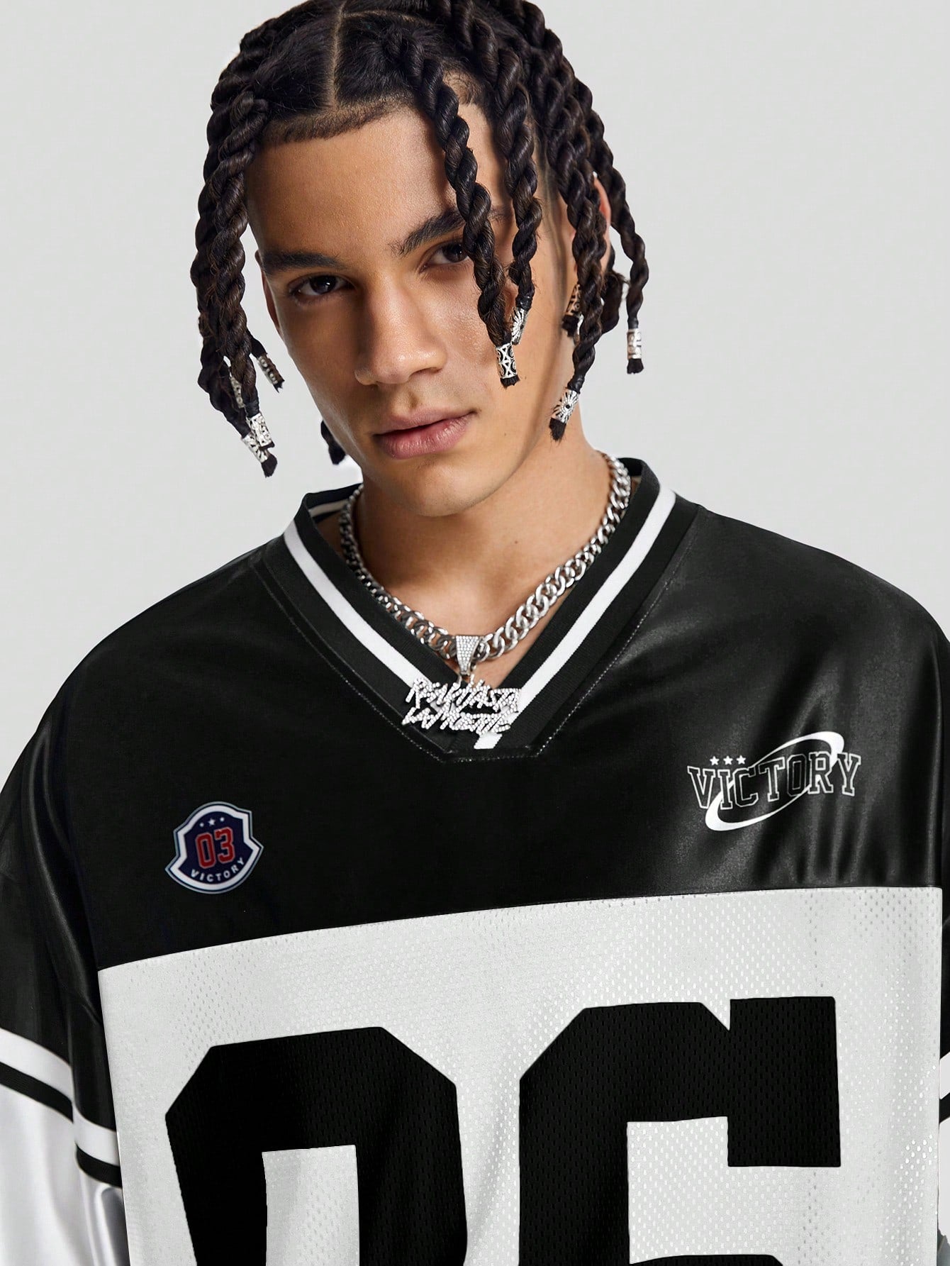 White Deep V-Neck Knitted Jersey