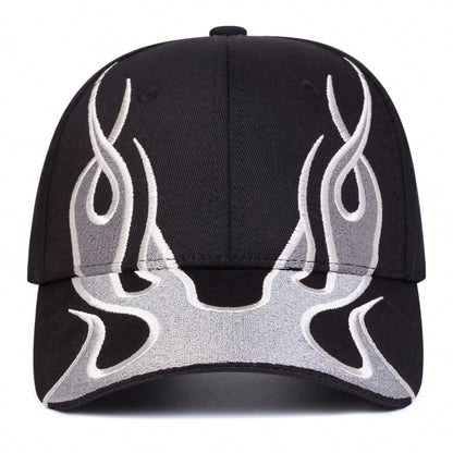 Men's Flame Embroidered Adjustable Baseball Cap