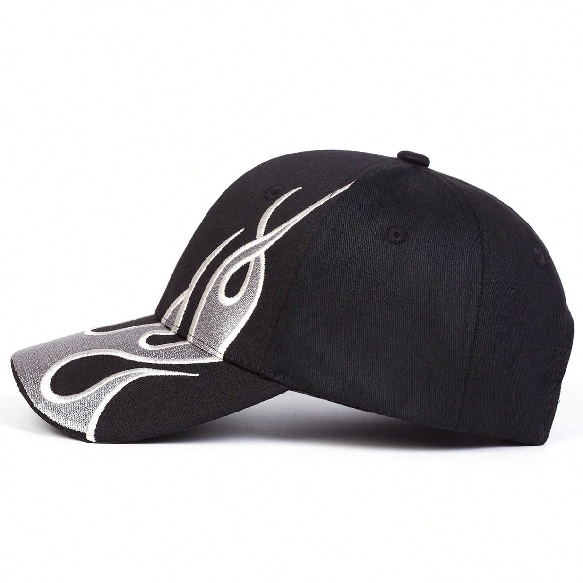 Men's Flame Embroidered Adjustable Baseball Cap