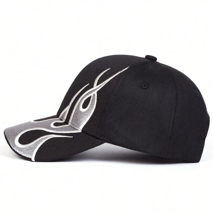 Men's Flame Embroidered Adjustable Baseball Cap