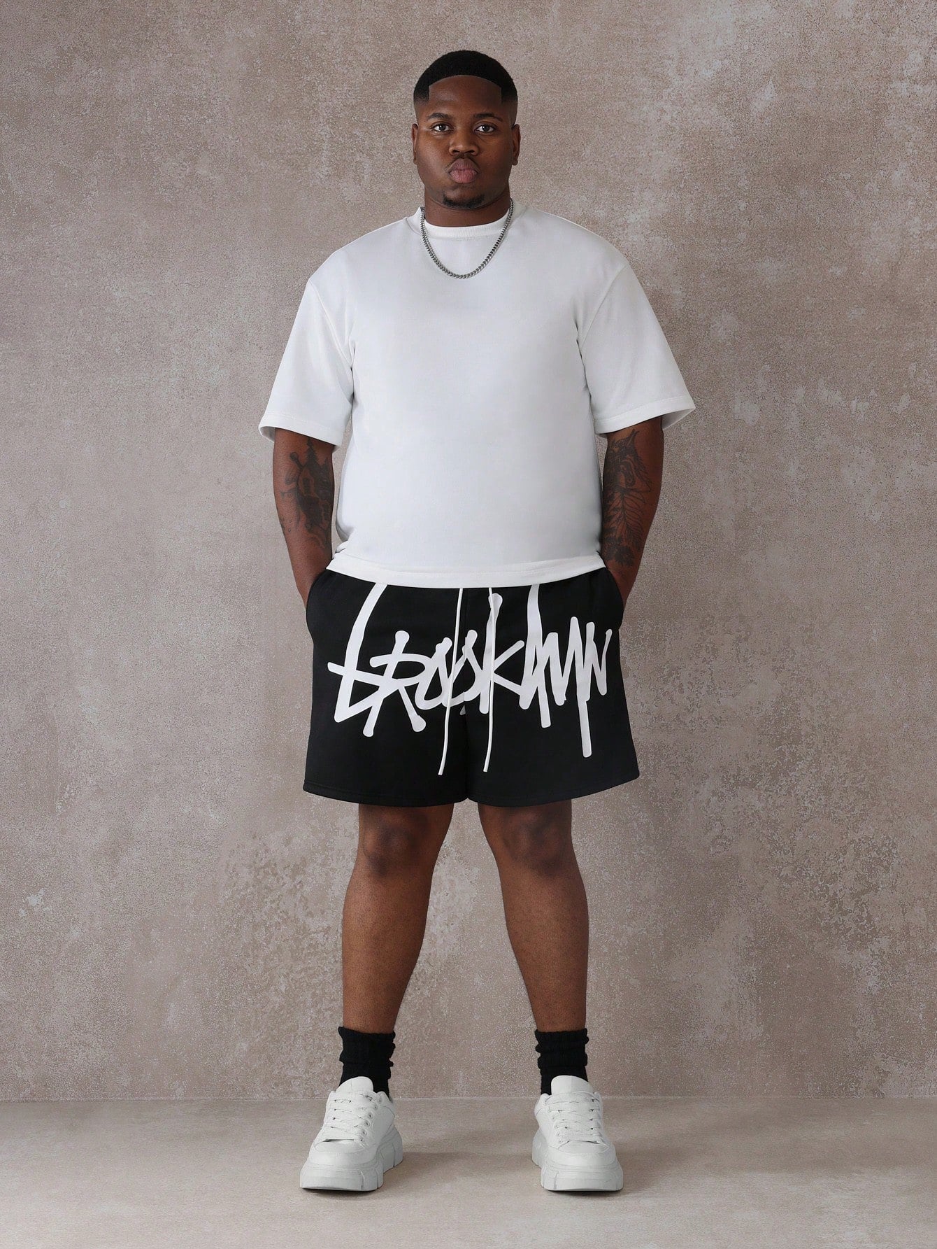 Athletic Drop Crotch Graphic Training Shorts