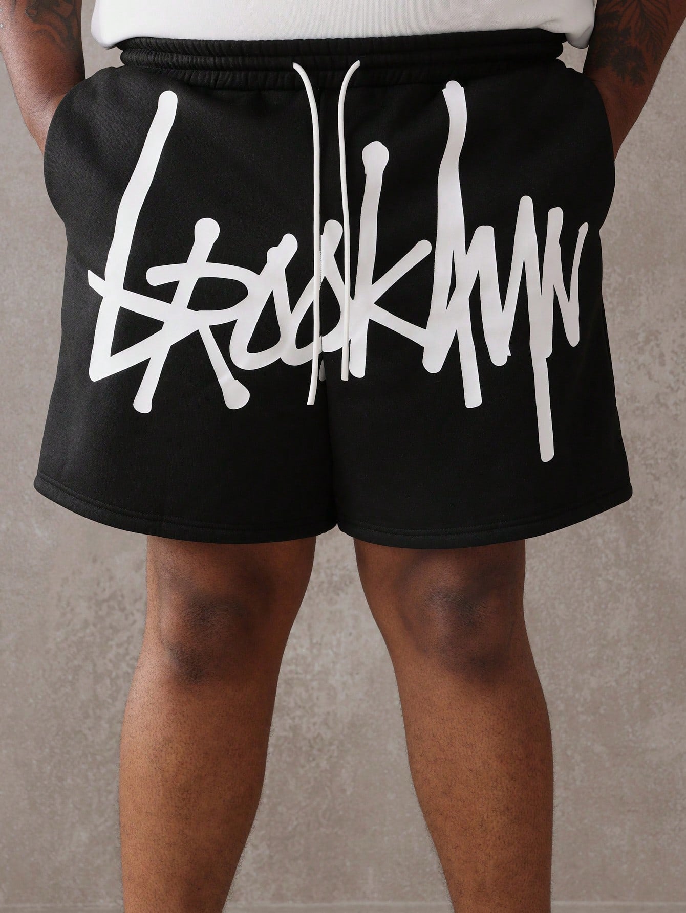 Athletic Drop Crotch Graphic Training Shorts