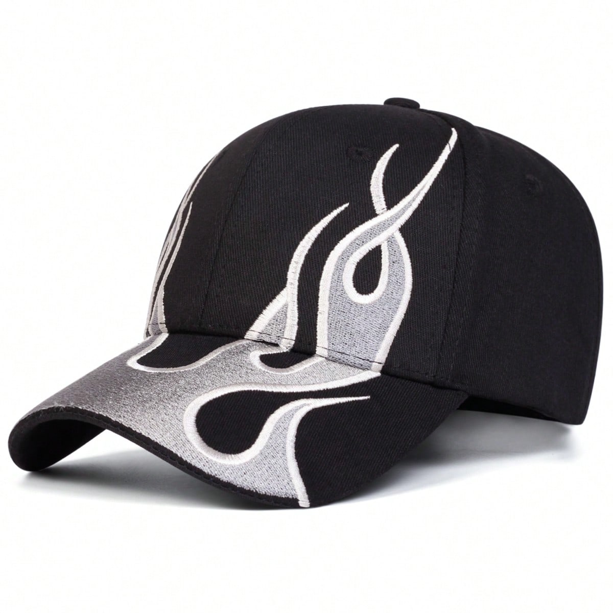 Men's Flame Embroidered Adjustable Baseball Cap