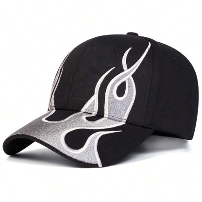 Men's Flame Embroidered Adjustable Baseball Cap