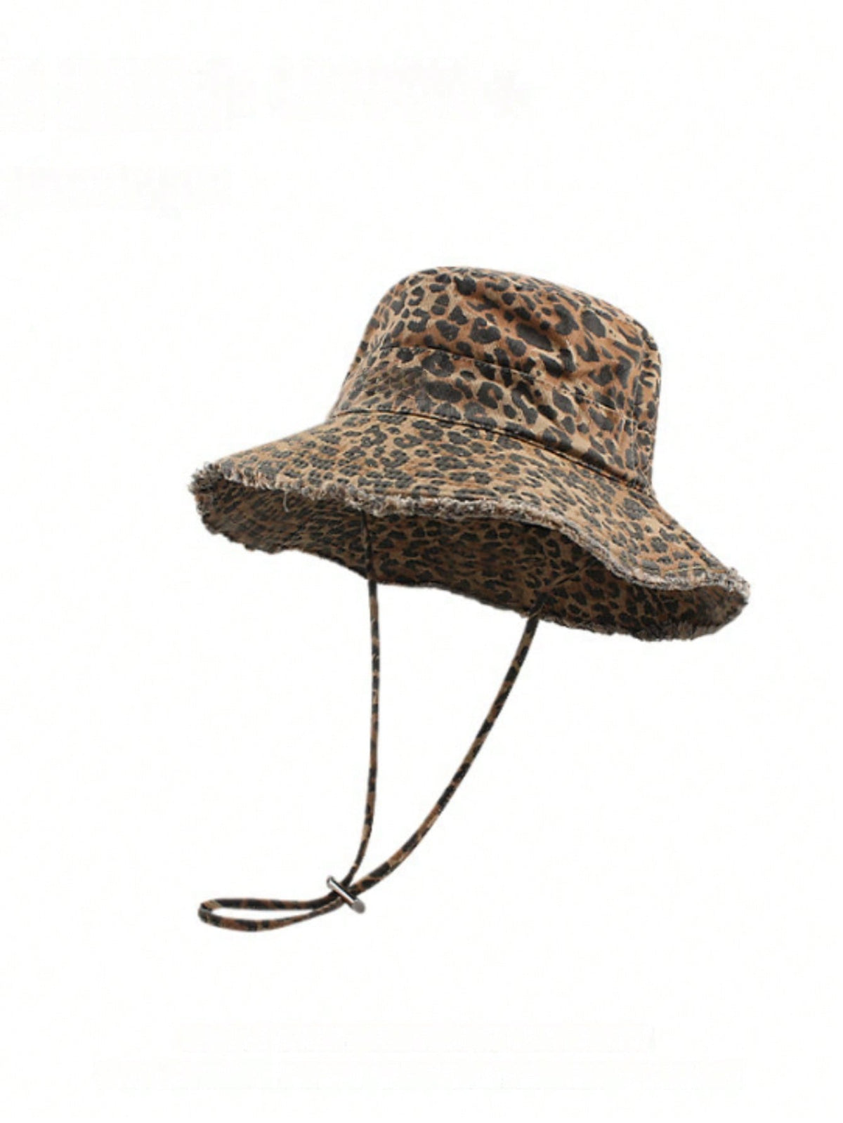 Vintage Leopard Print Drawstring Bucket Hat