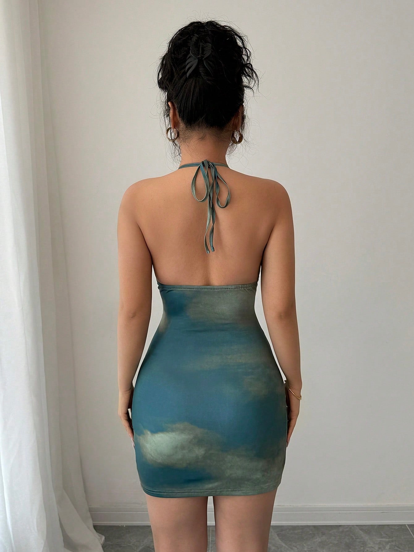 Sexy Backless Lace-Up Gradient Tie-Dye Mini Dress