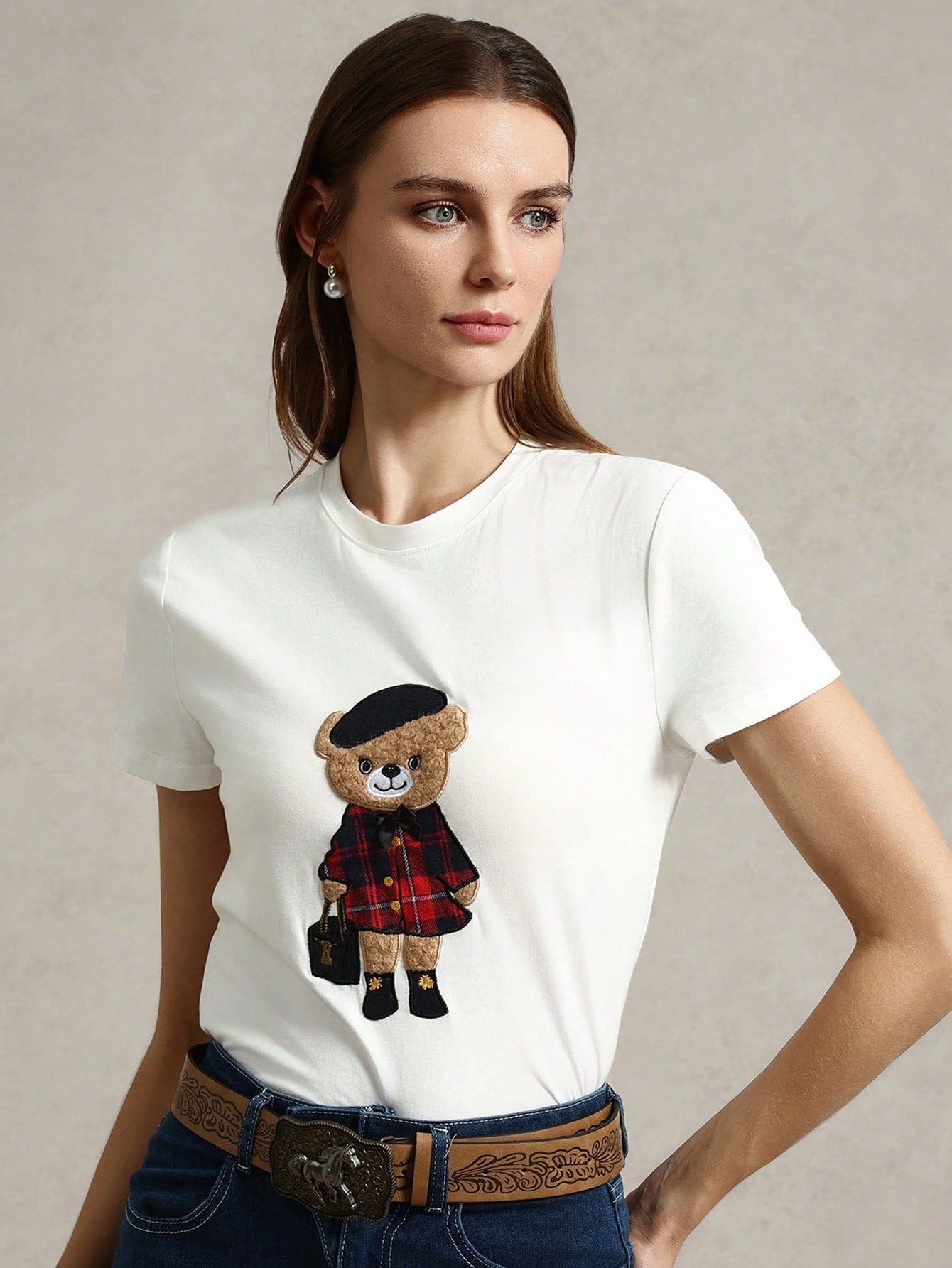 Knit Crew Neck Fitted Short Sleeve T-Shirt