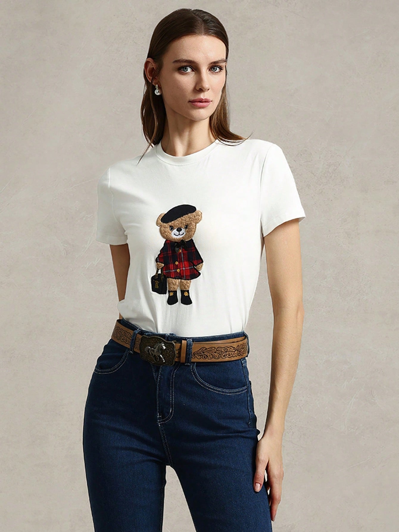 Knit Crew Neck Fitted Short Sleeve T-Shirt