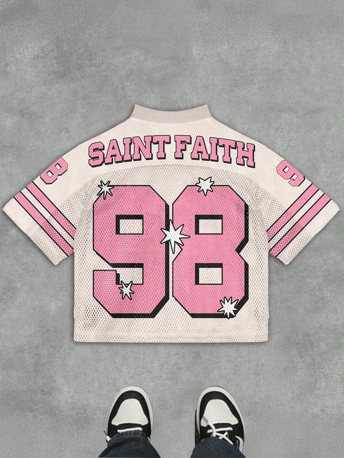 Multicolor Numeric Print Loose Fit Half Sleeve Jersey