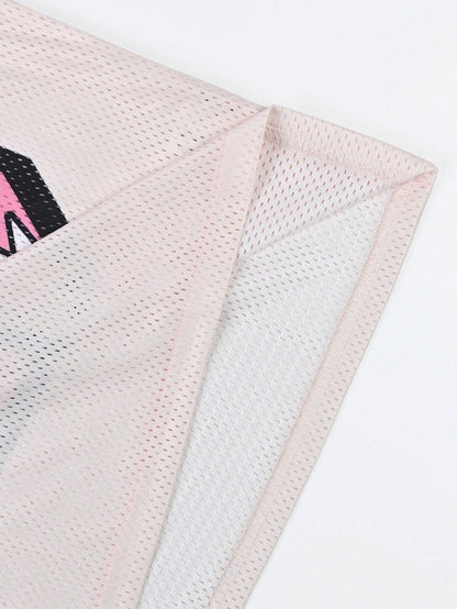 Multicolor Numeric Print Loose Fit Half Sleeve Jersey