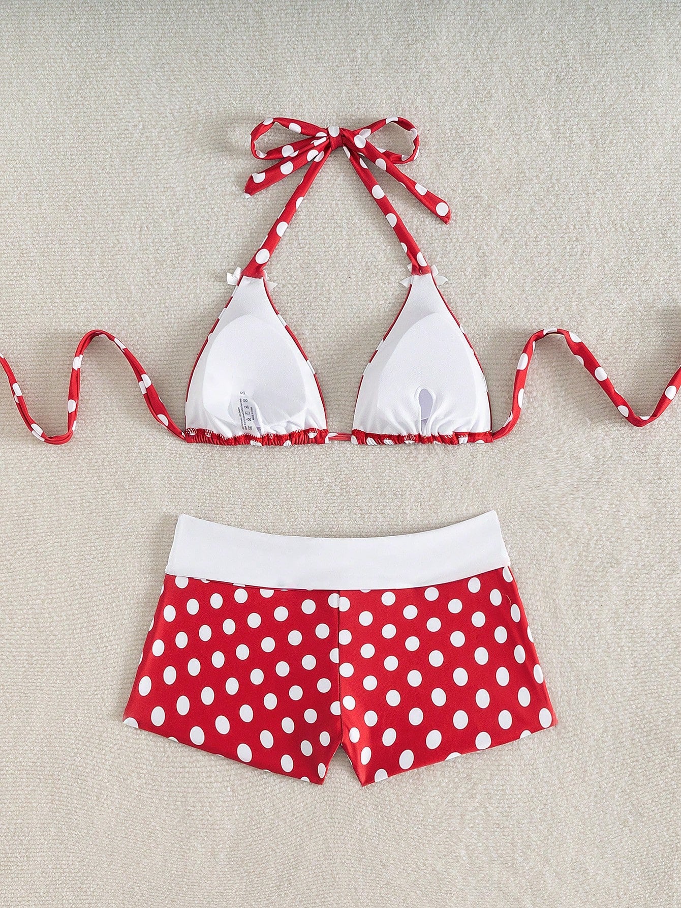 Sexy Red Polka Dot Halter Bikini Swimwear Set