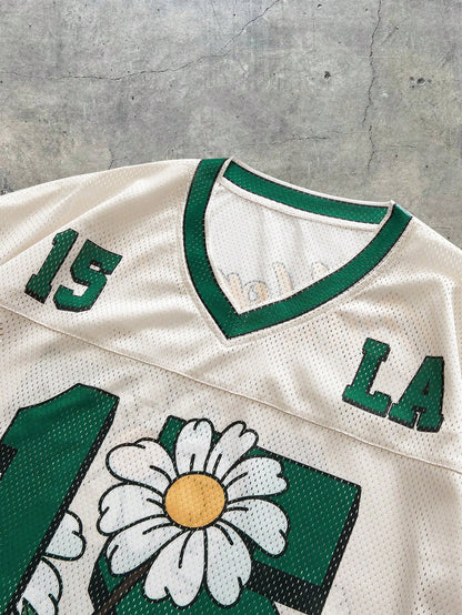 Multicolor Digital Print V-Neck Loose Fit Jersey