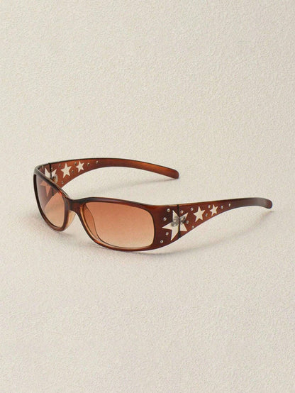 Y2K Star Pattern Rhinestone Embellished Fashion Glasses