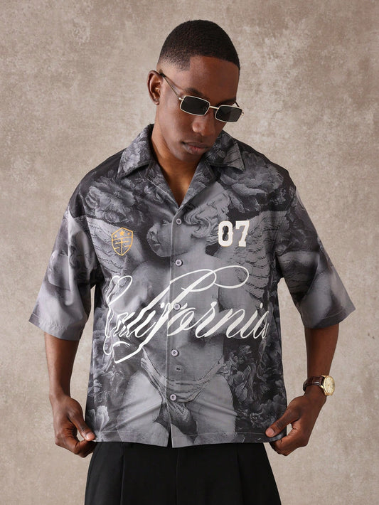 Japanese Art Print Oversized Boxy Streetwear Shirt