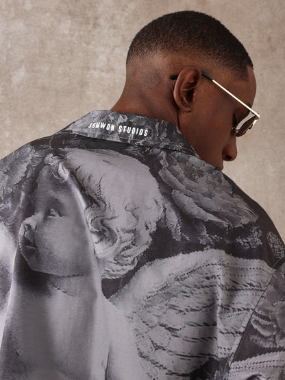 Japanese Art Print Oversized Boxy Streetwear Shirt