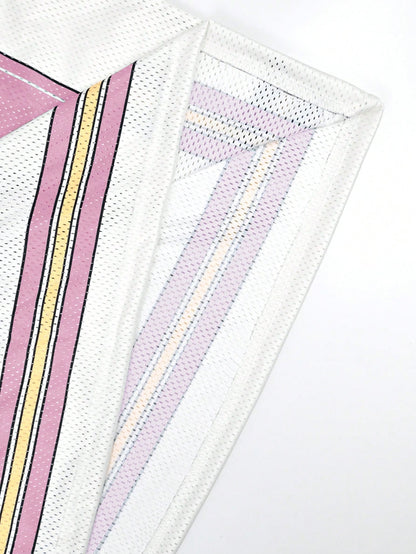 Pink Letter & Angel Print 2000s Style V-Neck Soccer Jersey