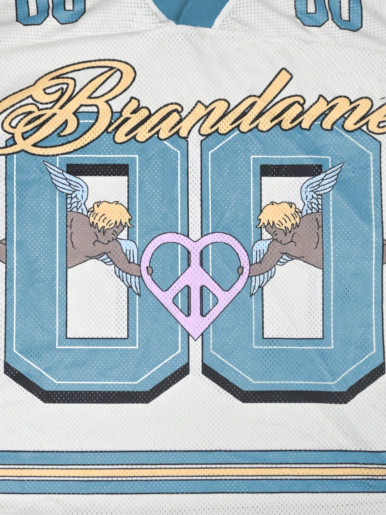 Baby Blue Letter & Angel Print V-Neck Jersey