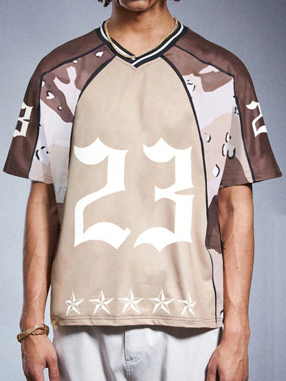 Streetrush Men's Oversized Y2K Camo Print Jersey