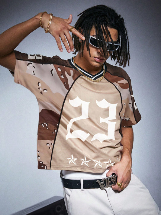 Streetrush Men's Oversized Y2K Camo Print Jersey