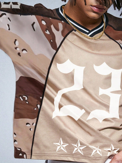 Streetrush Men's Oversized Y2K Camo Print Jersey