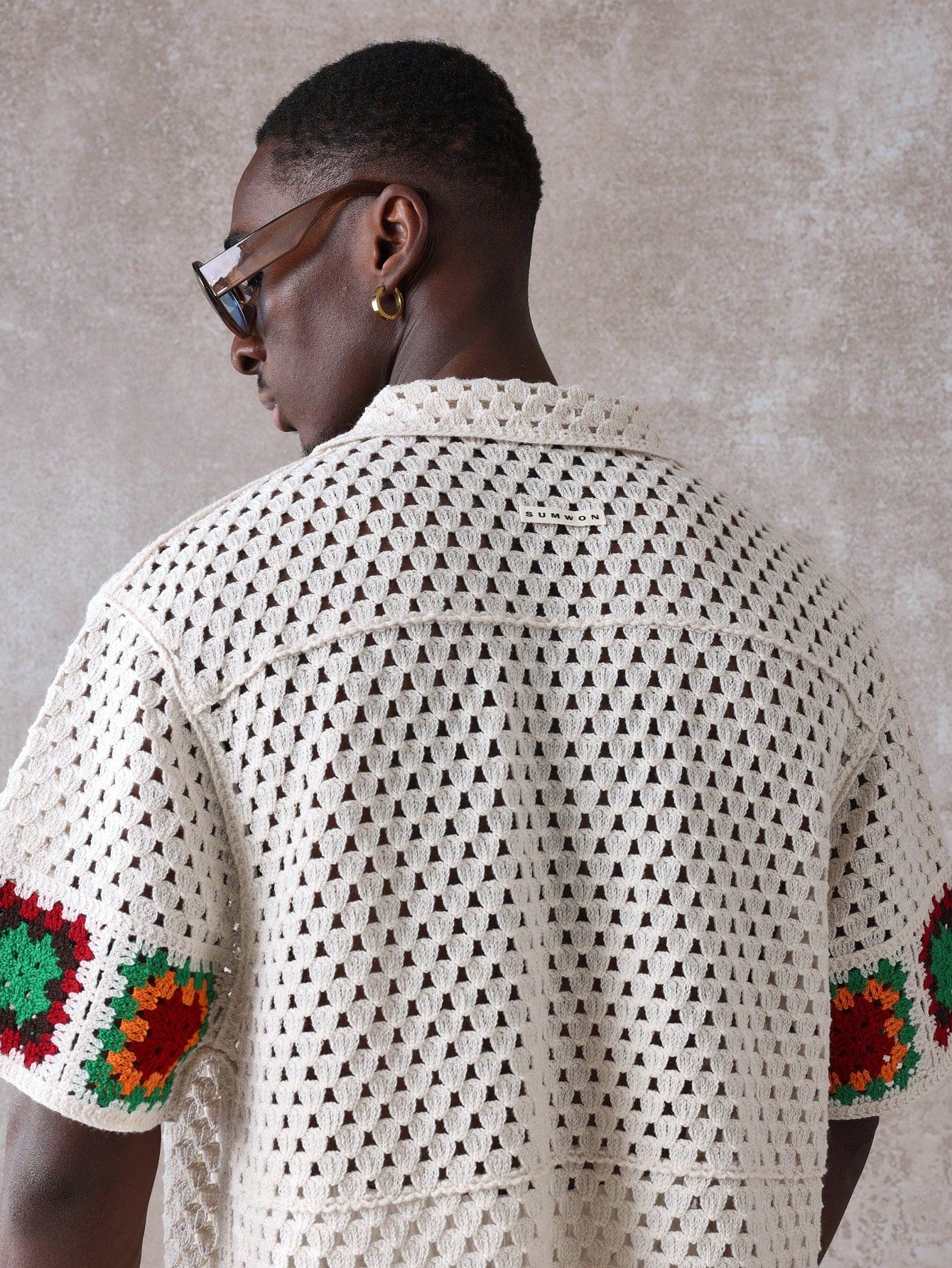 Luxury Crochet Granny Square Resort Shirt
