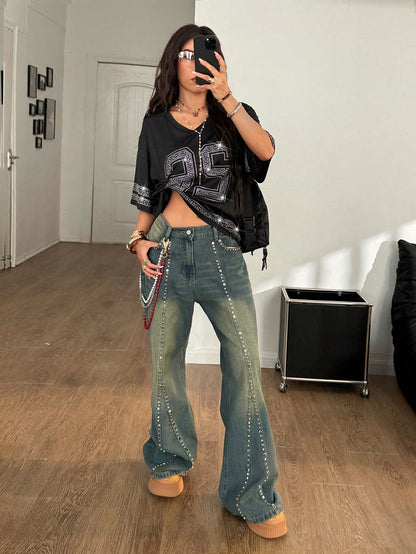 Women's Black Colorblock Striped V-Neck Jersey