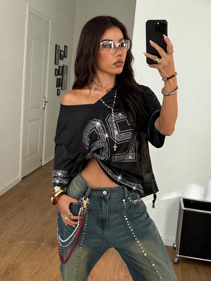 Women's Black Colorblock Striped V-Neck Jersey