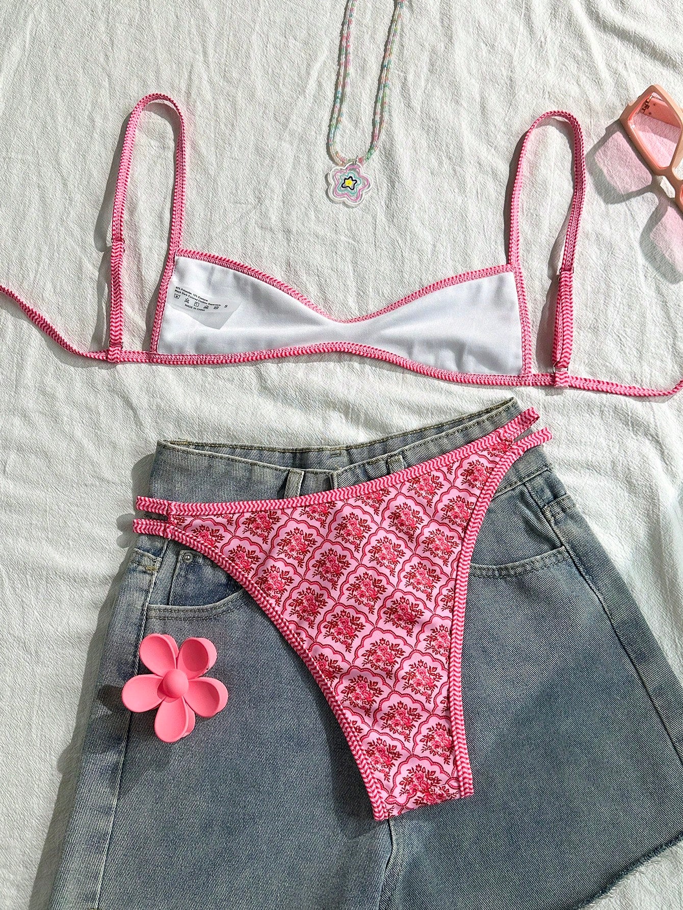 Floral Spaghetti Strap Two-Piece Sexy Bikini Set