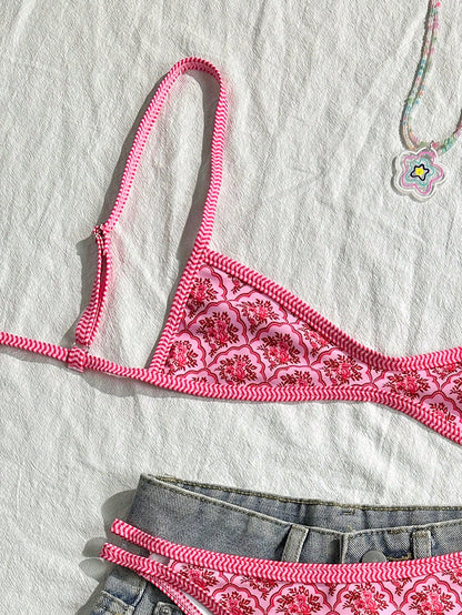 Floral Spaghetti Strap Two-Piece Sexy Bikini Set