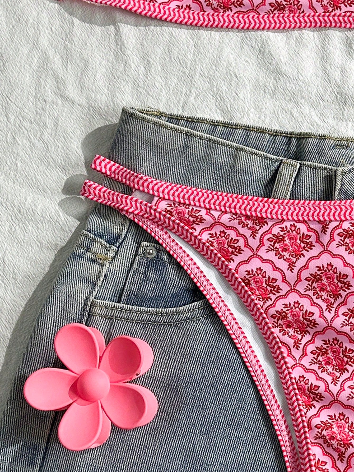 Floral Spaghetti Strap Two-Piece Sexy Bikini Set